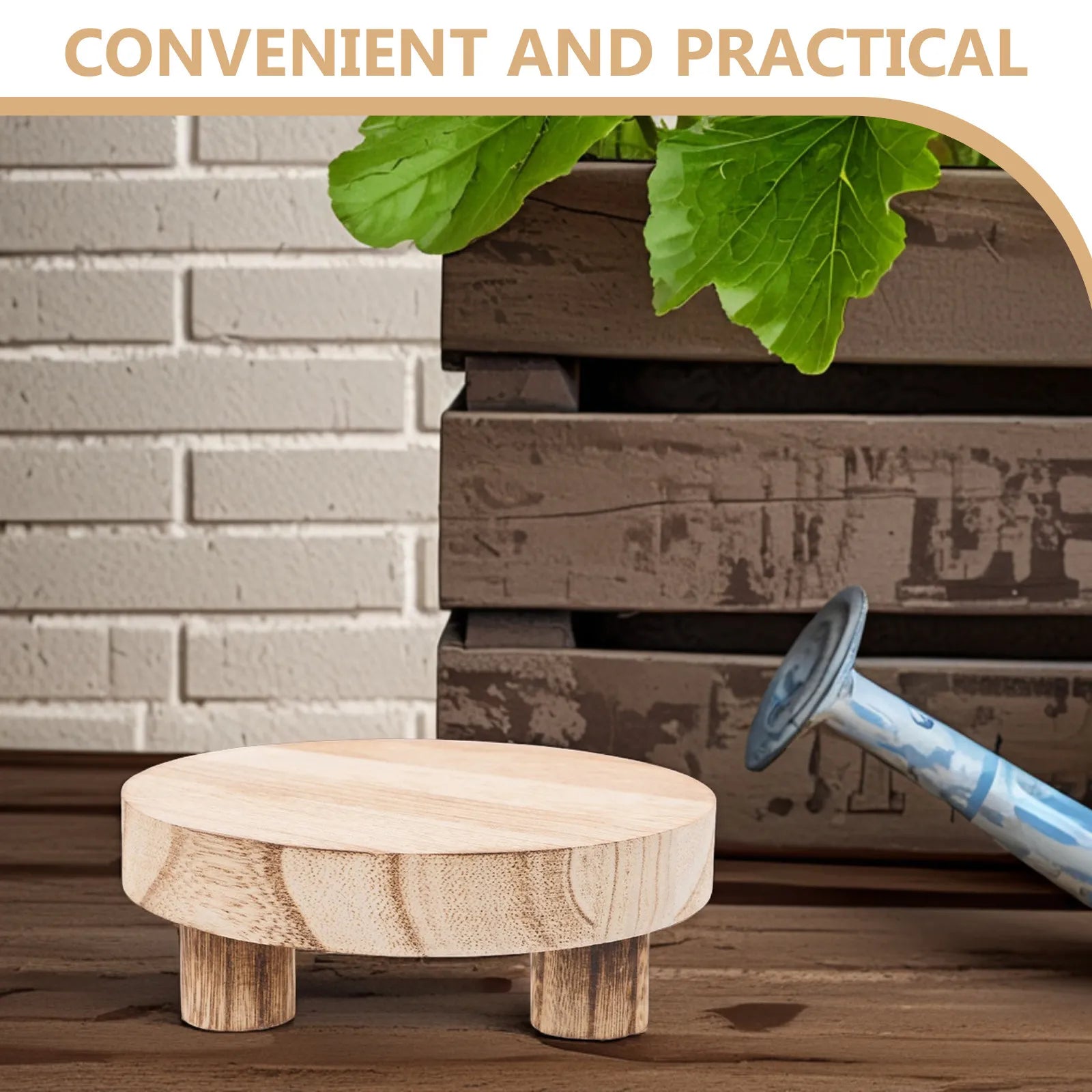 Small Wooden Plant Stand Indoor Round Rustic Wood Display Stand for Succulents Plants Bathroom Toiletries Perfume Organizer