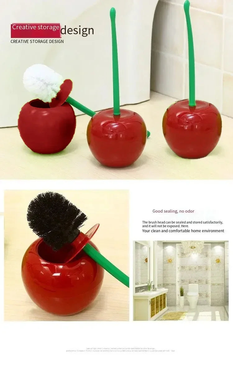 1pc Red Toilet Brush Creative Lovely Cherry Shape Lavatory Toilet Brush Holder Set Toilet Holder Bathroom Accessories Zpaxo
