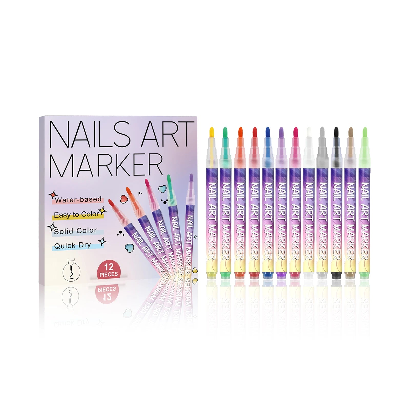 12-Color Nail Art Pen Set – Acrylic Doodle & Liner Pens Nail Art Pen Set Zpaxo Set A