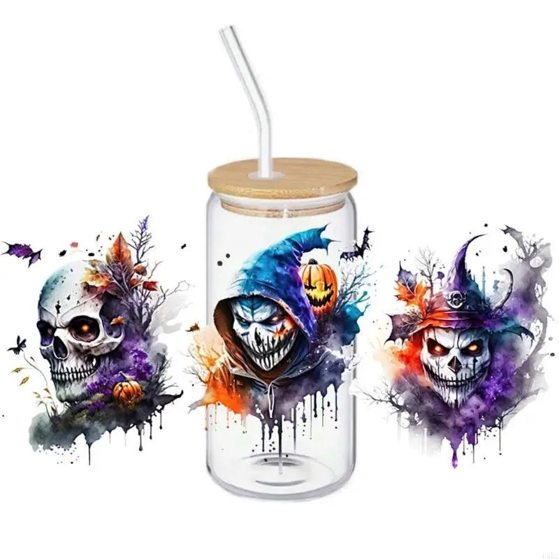 Halloween Party Decoration Sticker Glass Cup Cartoon Girl Pattern