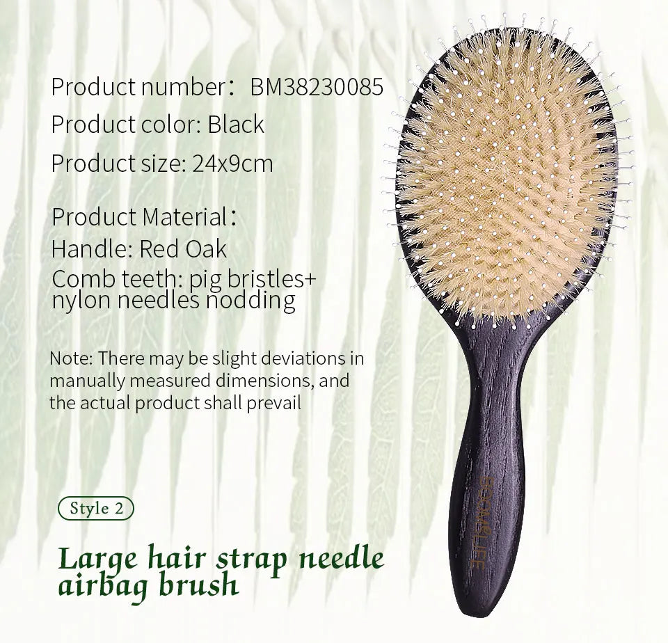 BOOMSLIFE Custom Boar Bristle Mix Nylon Hair Brush Oak Wood Comb for Hair Women Scalp Massage Detangling HairBrush Barber Tools Zpaxo