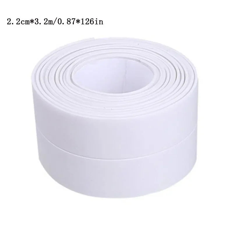 1m/3.2m PVC Waterproof Sealing Tape for Bathroom Sink, Shower, Bathtub and Toilet - Self Adhesive Wall Sticker Zpaxo WHITE 3.8CM 3.2M