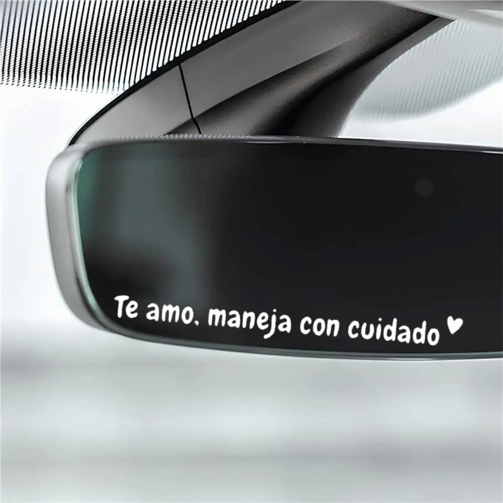 Spanish Drive Safe Rearview Mirror Vinyl Decal | Te Amo Sticker Vinyl Car Decal Zpaxo
