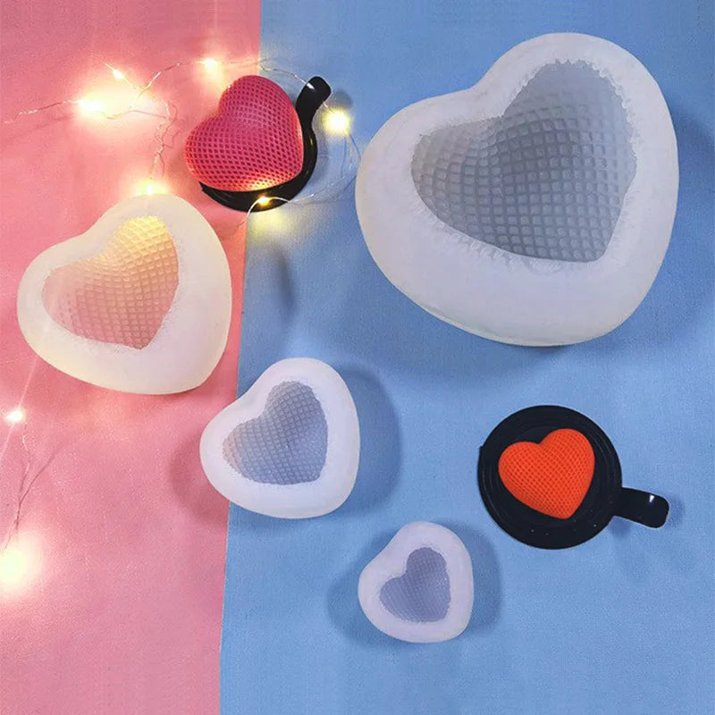 3D Heart Silicone Candle Mold for Valentine's Day Knitting Heart Flower Aromatherapy Soap Plaster Craft Gift Chocolate Cake Mold Zpaxo
