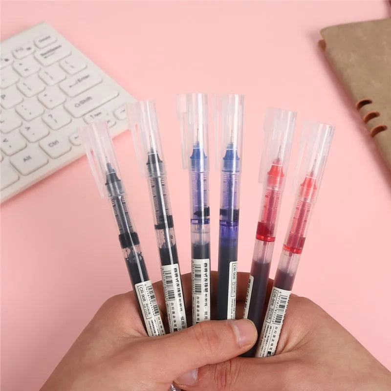 Needle Gel Pens Black Blue Red Ink Straight Liquid Pen Kawaii