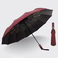 12 Bone Black Glue Fully Automatic Umbrella Thick Durable Three-Fold UV Resistant Folding Design for Protection And Style Zpaxo Wine red