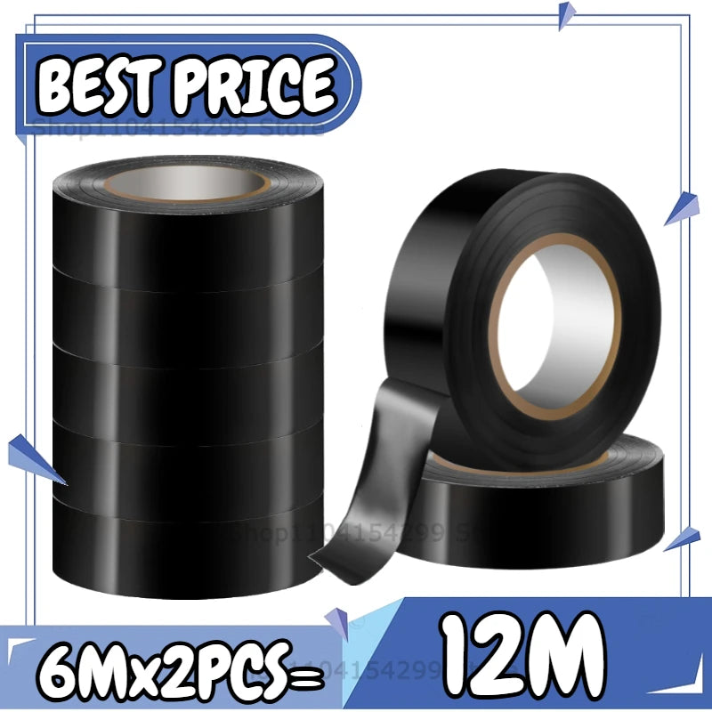 Electrical Insulating Tape Black Electrical Tapes Flame Retardant Strong Adhesive Wire Harness Tape for Electrical Wiring Tape Zpaxo 12M(2roll)