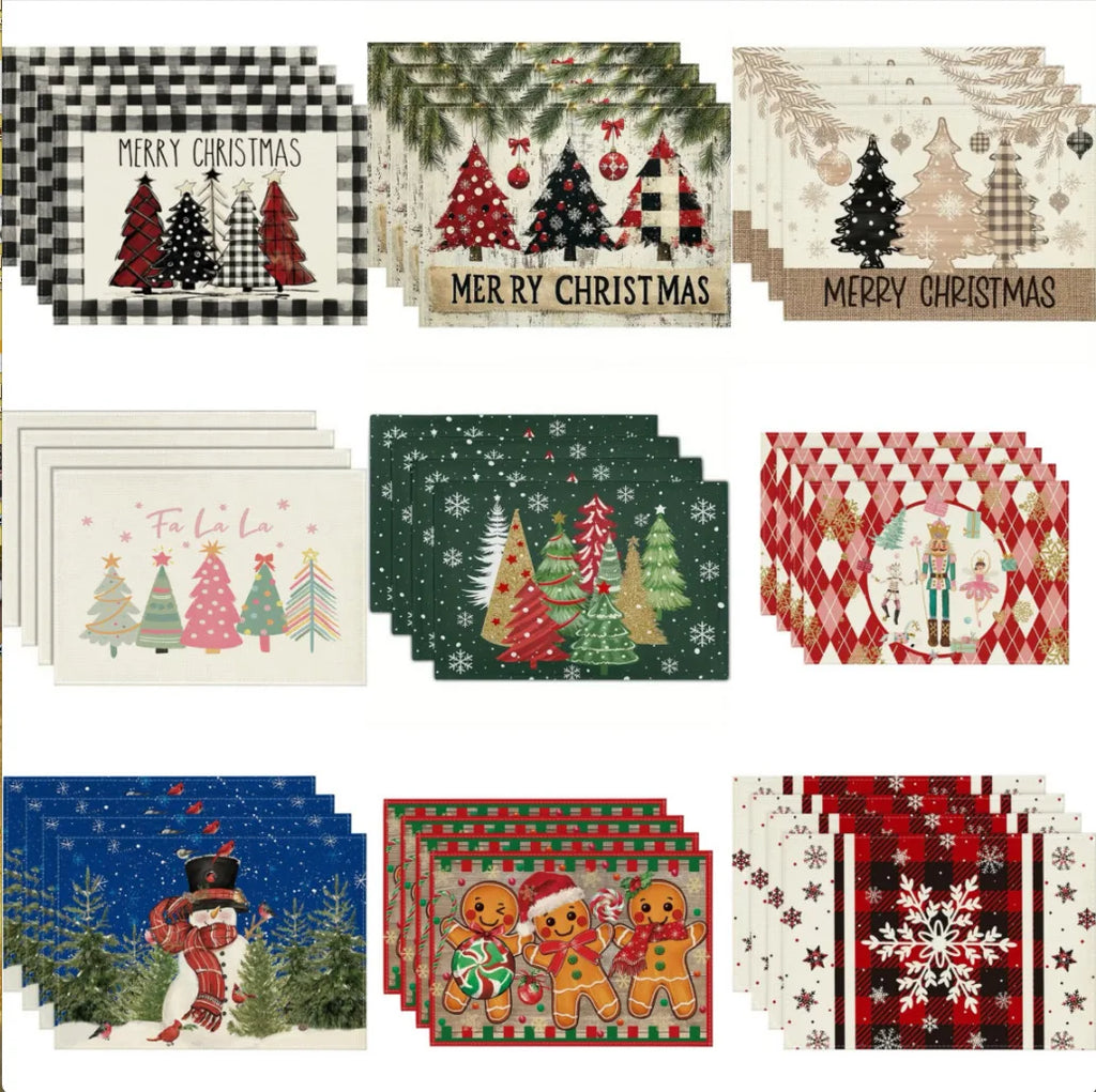 Christmas Placemat Theme Red Black Decorative Table Mat Western Meal