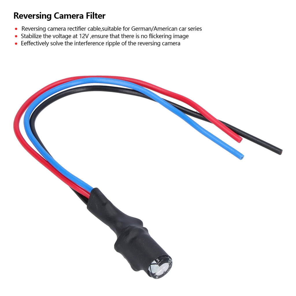 Backup Camera Rectifier Reverse Camera Signal Filter 12V Relay Capacitor Rectifier Cable for Germany/ Car Series Zpaxo