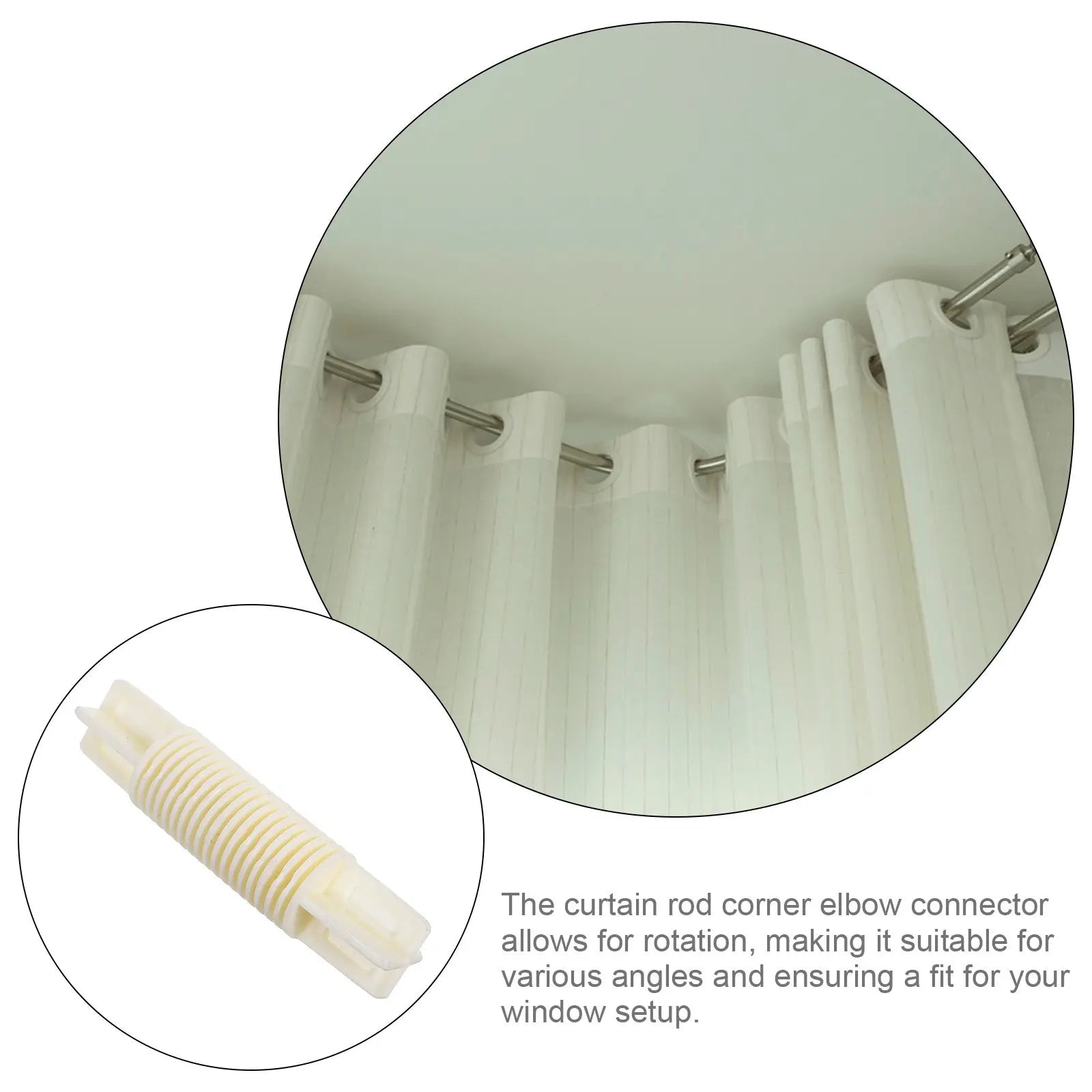 Curtain Rod Corner Connectors Plastic Adjustable Elbow Joint Hinged