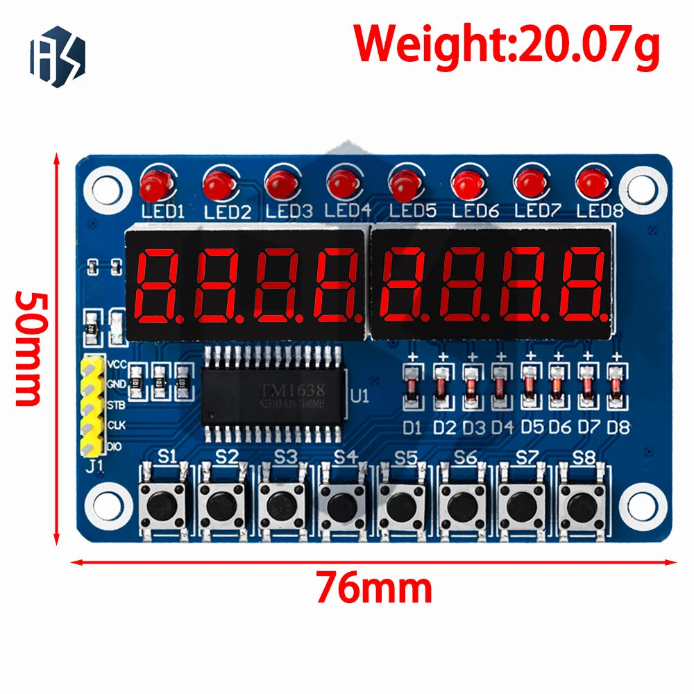 8-Bit Nixie Tube 8-Key Input TM1638 Module: 1-Piece for Arduino-Compatible LED Display for DIY Electronics Zpaxo