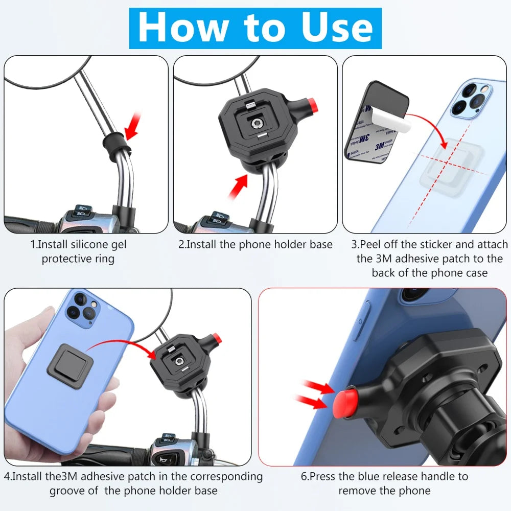 Universal Motorcycle Phone Mount – 10-14mm Mirror Bar Holder Motorcycle Phone Mount Zpaxo
