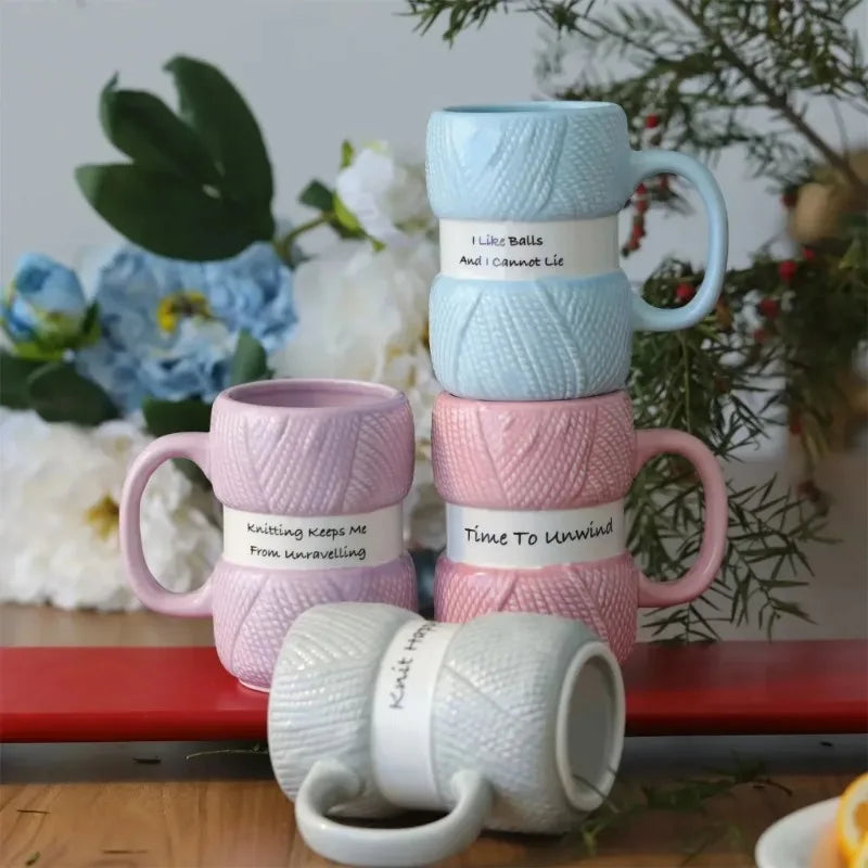 Knit Style Ceramic Coffee Mug – Cute Gift Tea Cup Ceramic Coffee Mug Zpaxo