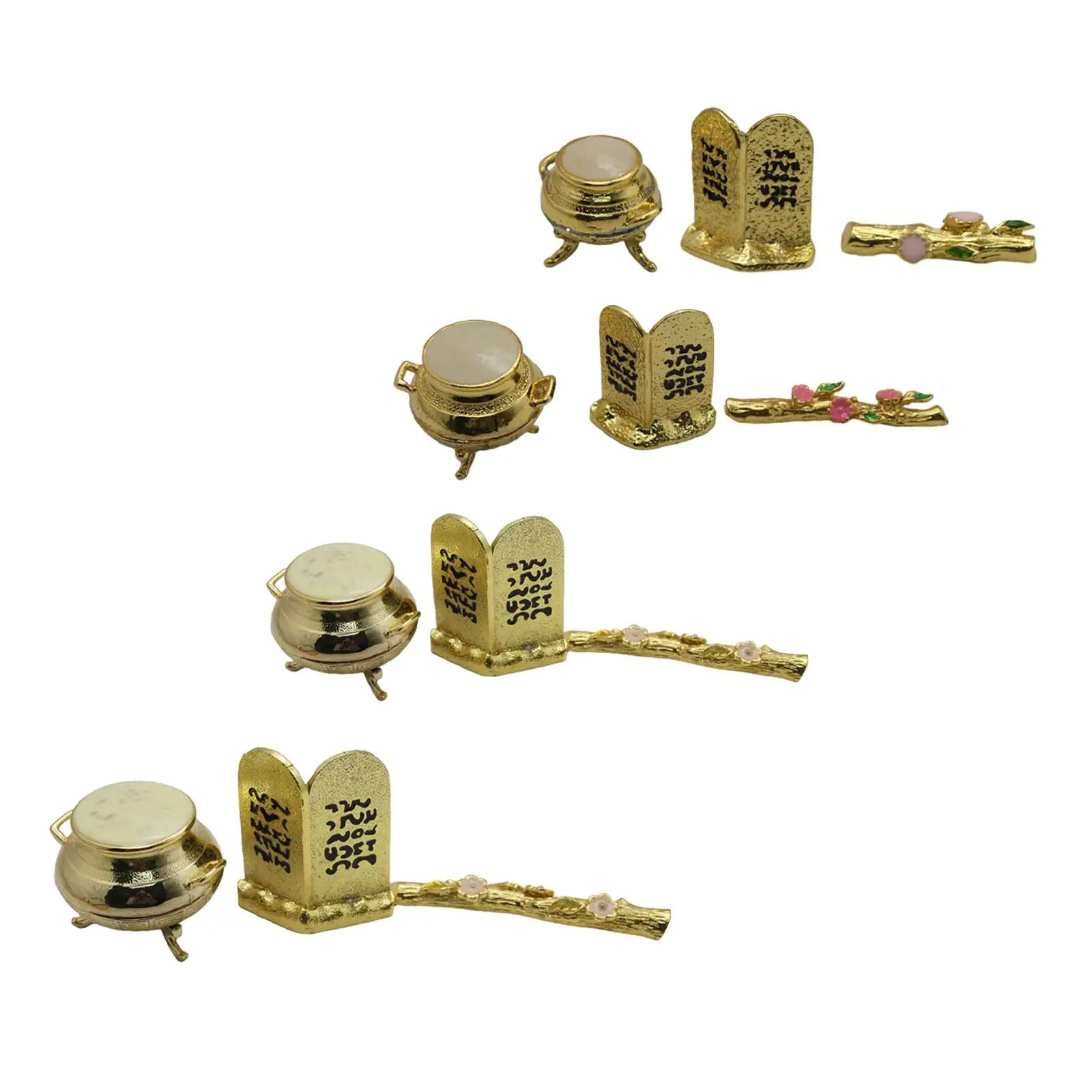 Ark of the Covenant 3-Piece Metal Set – Golden Jar & Aaron's Rod Religious Figurine Set Zpaxo