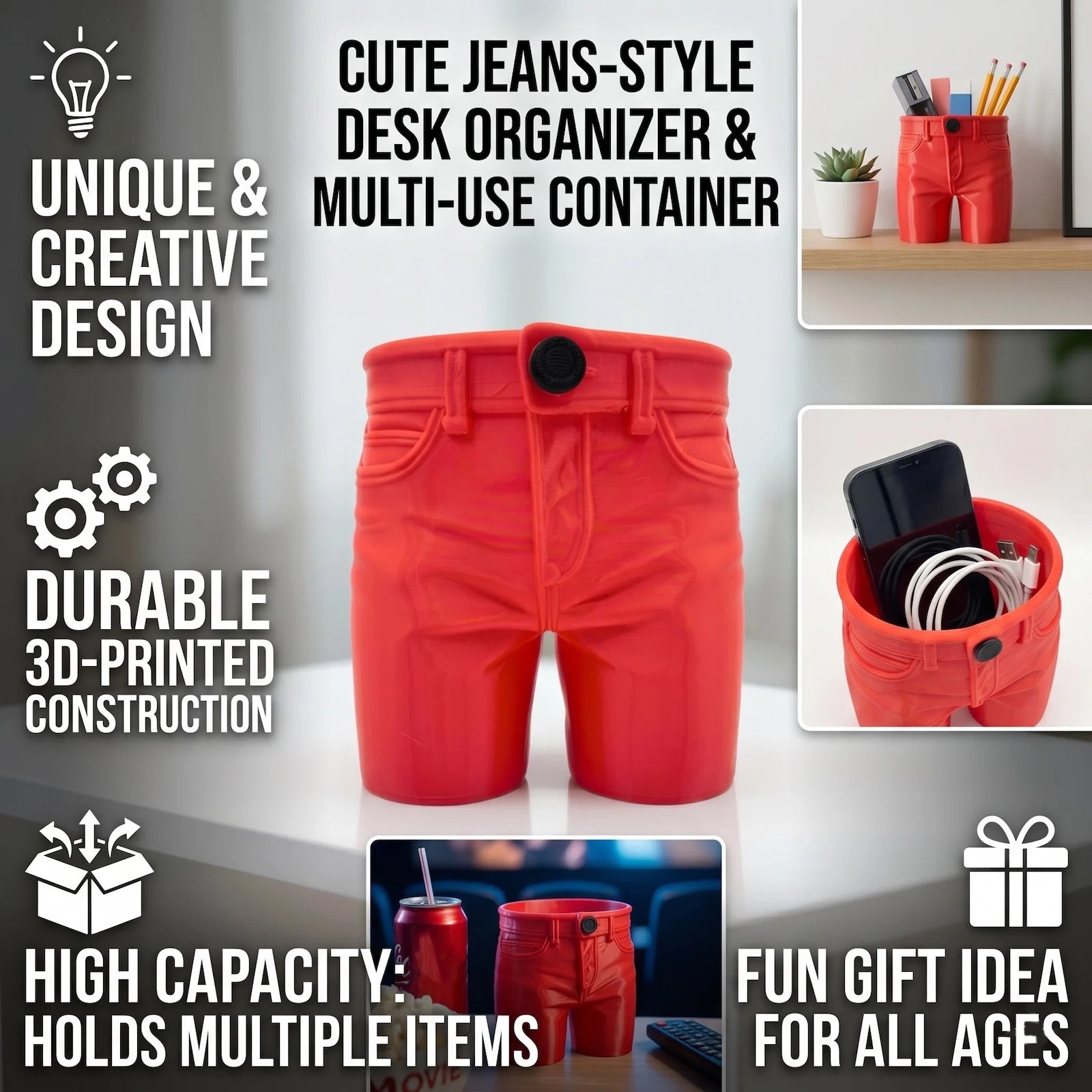 Novelty Red Shirt Trousers Popcorn Bucket Funny Movie Night Snack