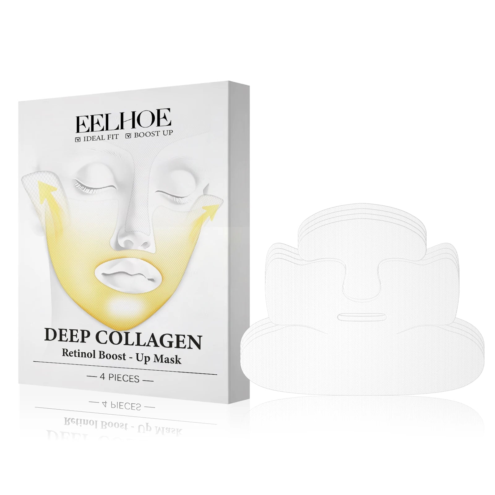 Deep Collagen Retinol Firming Mask Lifting Tightening Facial Skin Lighten Fine Lines Smooth Natural Hydrating Translucent Mask Zpaxo 4Pcs