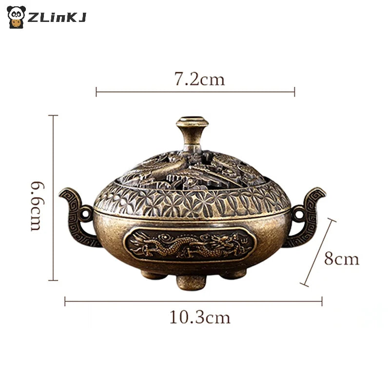 Chinese Antique Incense Burner Hollow Holder Cover Mini Desktop Zpaxo