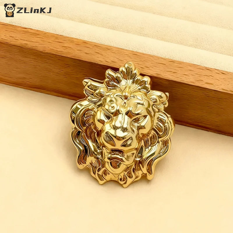 Lion Head Brooch Pin Western Women's Accessory Jackets Dresses Zpaxo