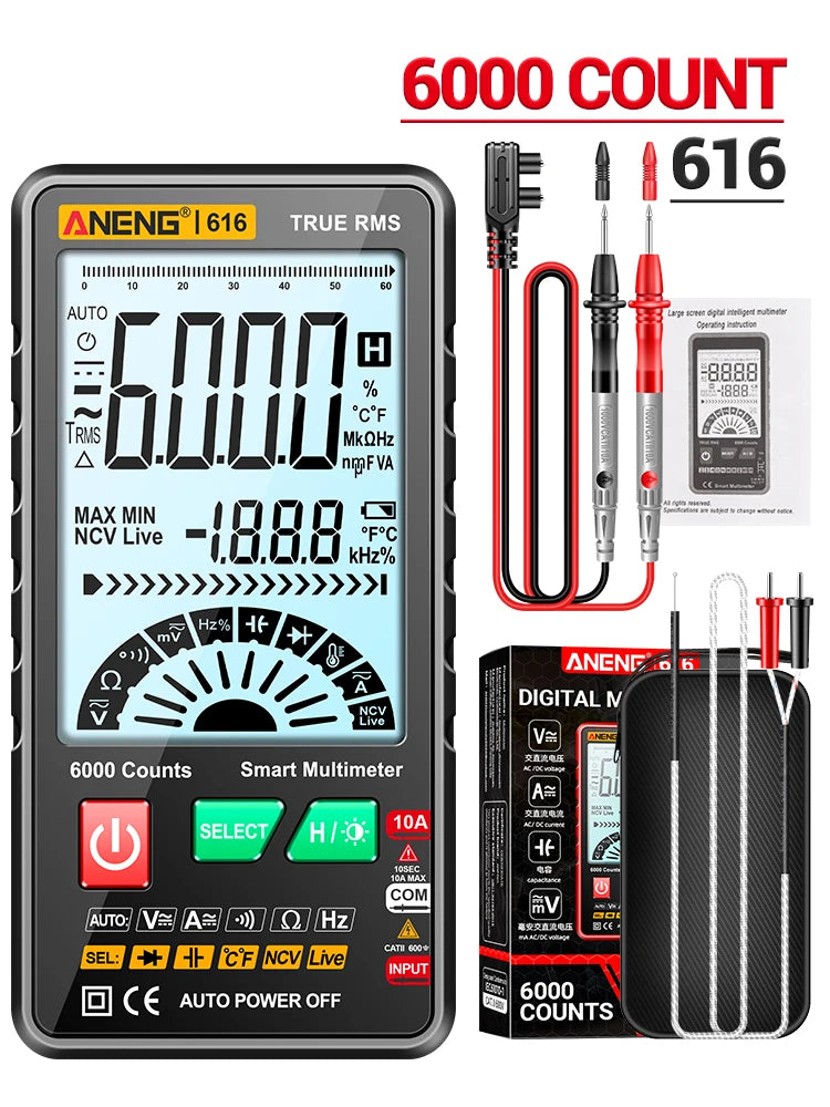 Large Screen Tool AC DC Voltage Current Tester Digital Multimeter