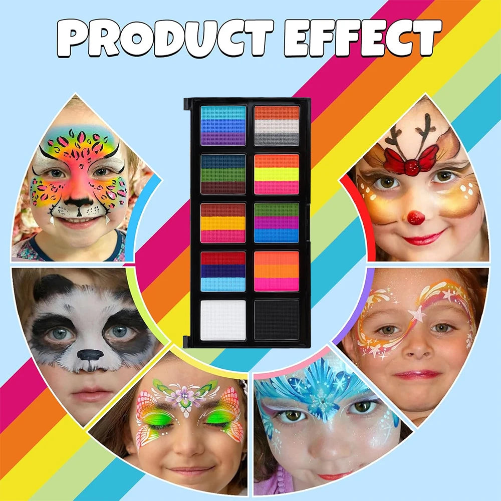 10 Face Makeup Palette Body Painting Vibrant Long-lasting Colors Zpaxo