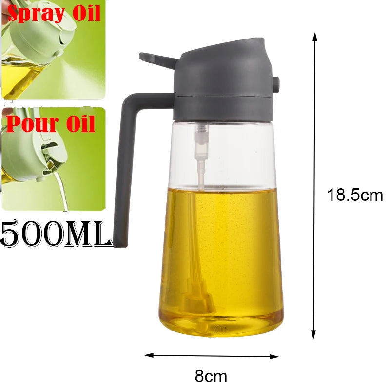 Spray Oil Sprayer Bottle Spray Oil Dispenser Oil Jar Cruet BBQ Kitchen Baking Roasting Picnic Kitchen Tool Zpaxo Pour spray grey