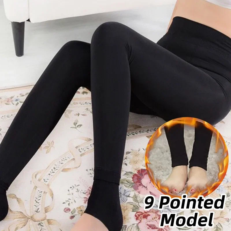 Women Winter Leggings Warm Leggins Waist Solid Velvet Thickened