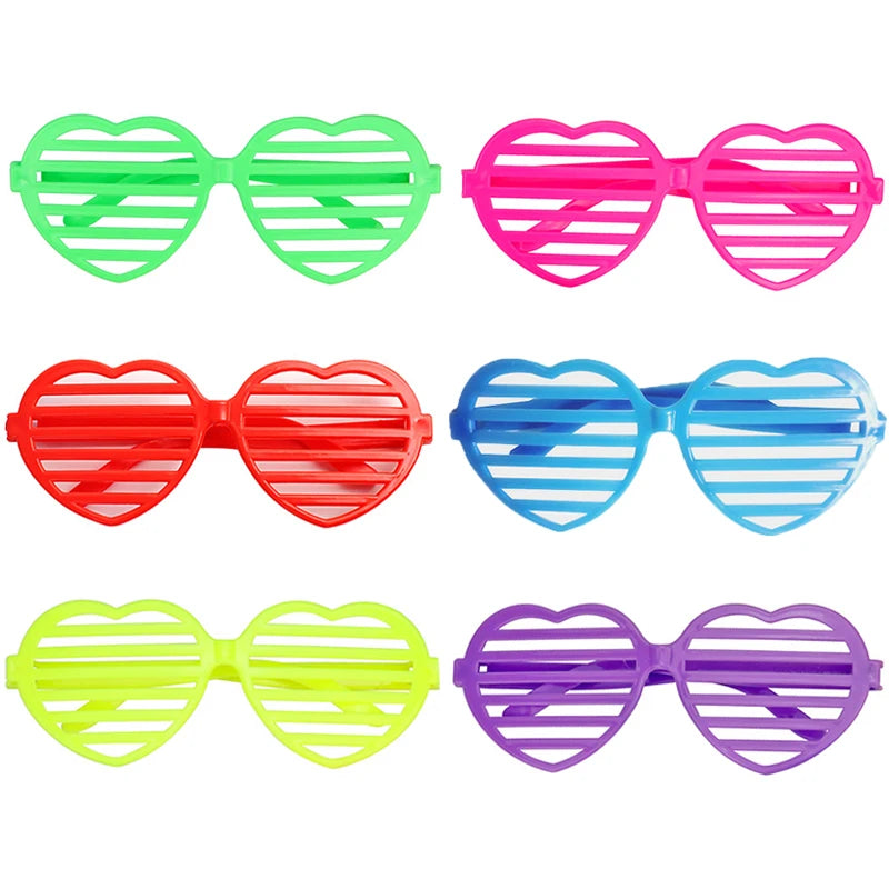 6 Shutter Shades Glasses Sunglasses Neon Eyewears 80s 90s Retro Party Zpaxo 6pcs Heart