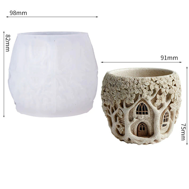 Elf Treehouse Silicone Resin Mold – Candles, Vases & Plaster Silicone Craft Mold Zpaxo