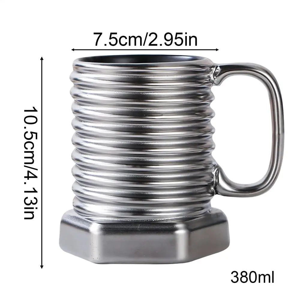 Spiral Hexagonal Coffee Mug Screw Design Heat Resistant Drinkware Zpaxo Silver