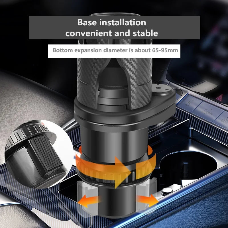 Rotating Car Center Console Beverage Rack Cup Holder Double-layer