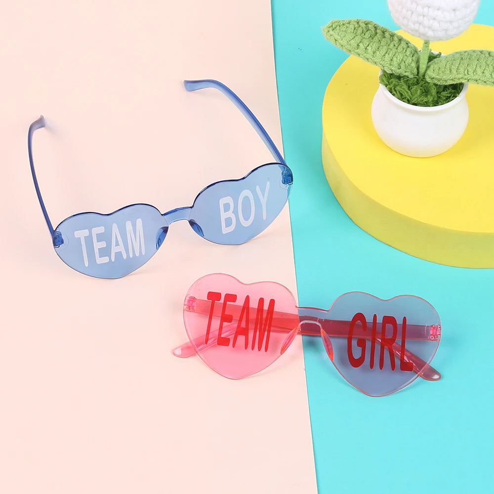 1/8/12Pcs Baby Gender Reveal Glasses Heart Shaped Team Boy Team Girl Sunglasses Baby Shower Decor Party Favors Zpaxo
