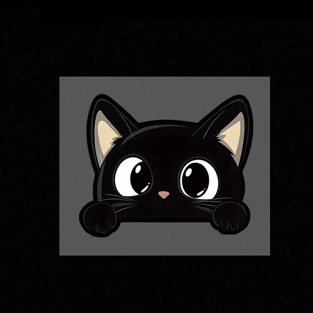 Cartoon Black Car Window Decals Peek-a-boo PVC Funny Kitty Waterproof Zpaxo