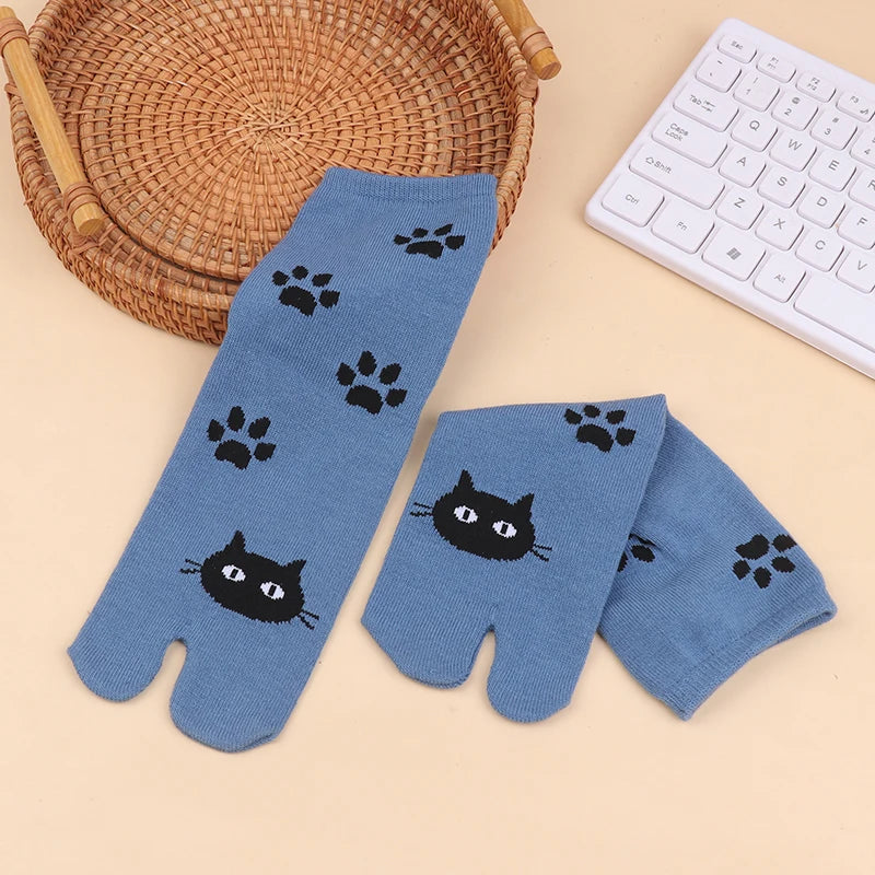 1Pair Japanese Two Finger Socks Unisex Clog Polyester Toe Separation Zpaxo