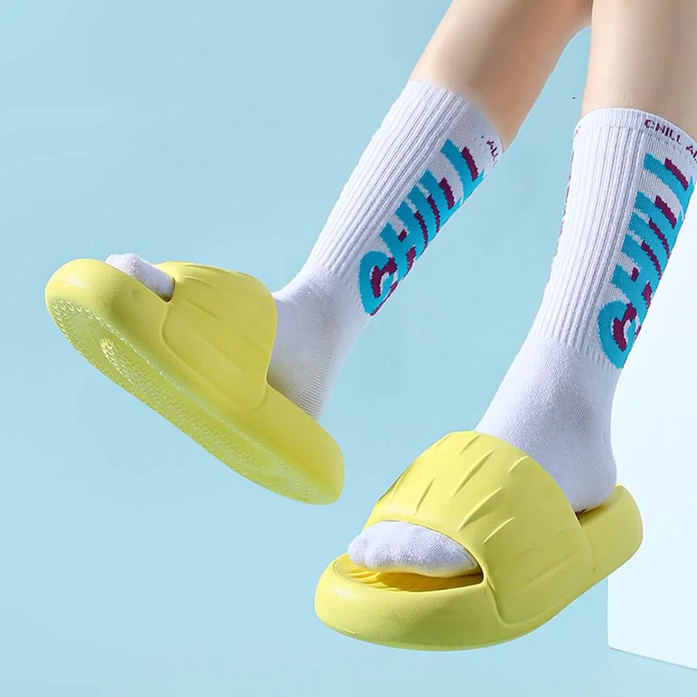 SHAJI Unisex Cartoon Cactus Cloud Slides EVA Thick Platform Non Slip