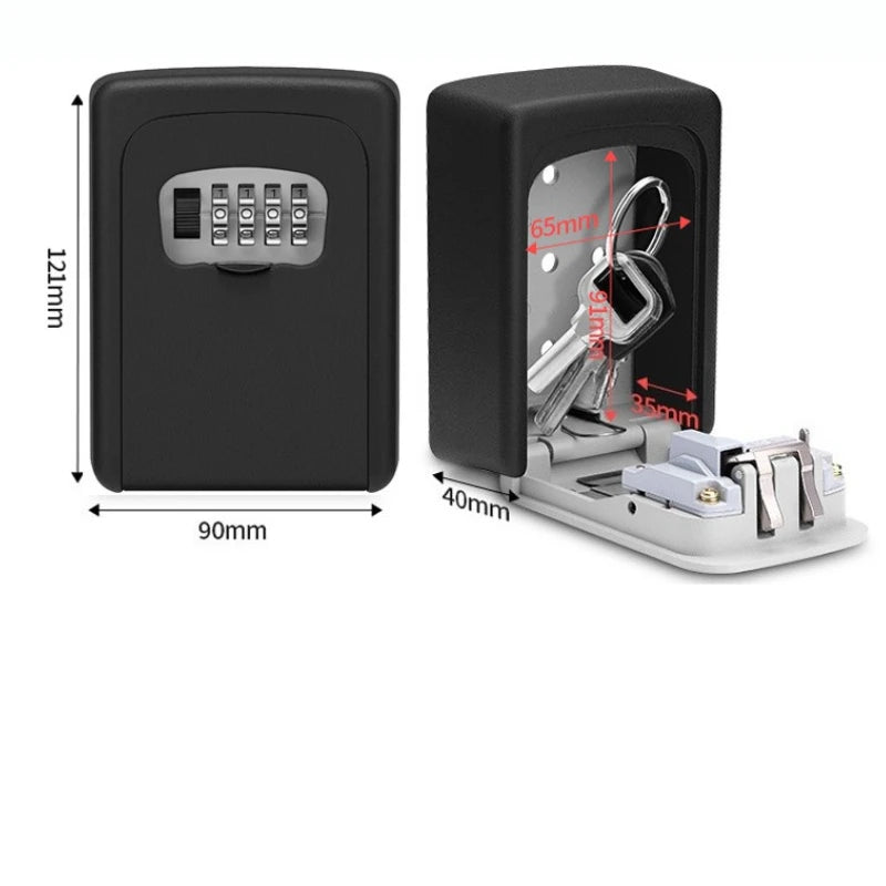 Key Safe Wall Mount No-battery Combination Lock Box Metal Plastic Zpaxo black1