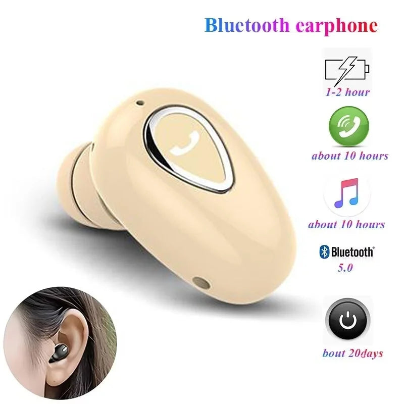 Wireless Bluetooth 5.0 Earphone With HD Mic Single In-Ear Music Sports Headset Stereo Sound Headphones For iPhone Xiaomi Huawei Zpaxo