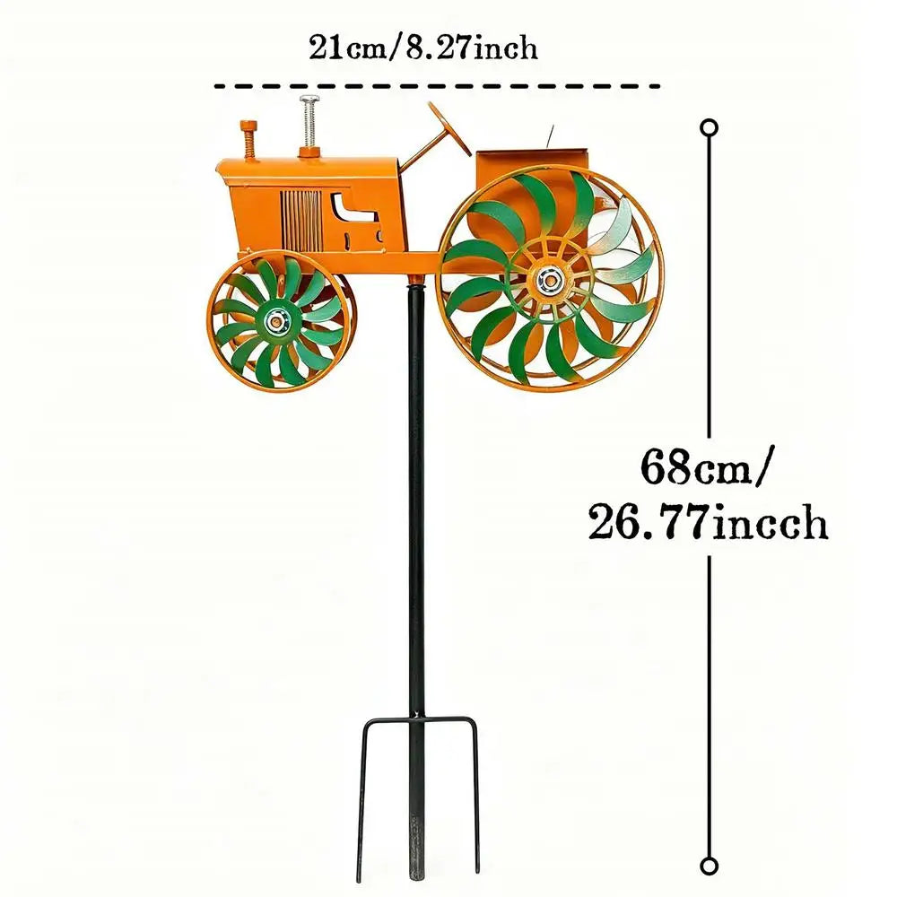 Wind Spinner Metal Tractor Rotating Wheels Outdoor Decor Spinners