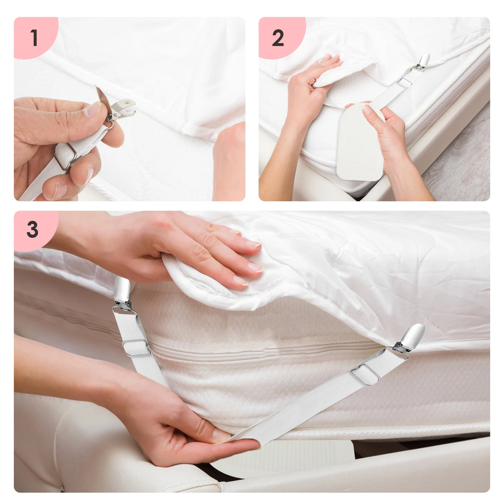4Pcs Bed Sheet Straps Adjustable Elastic Length Bed Sheet Holders Mattress Clip Fasteners Cover Blankets Grippers Fixing Bedding Zpaxo