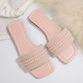 Women's Flat Bottom Sandals 2026 Summer Beaded Rhinestone Shoes