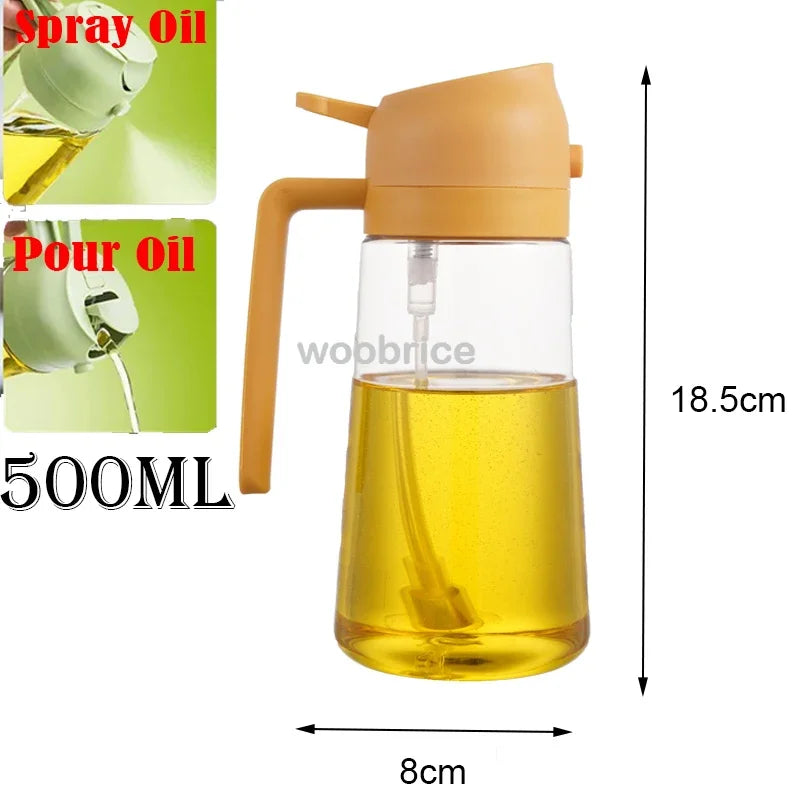 2 in 1 Kitchen Oils Spray Bottle Olive Sprayer Oil Spray Oil Sprayer Plastic for Cooking BBQ Baking Oils Dispenser Accessories Zpaxo 2use yellow 500ml