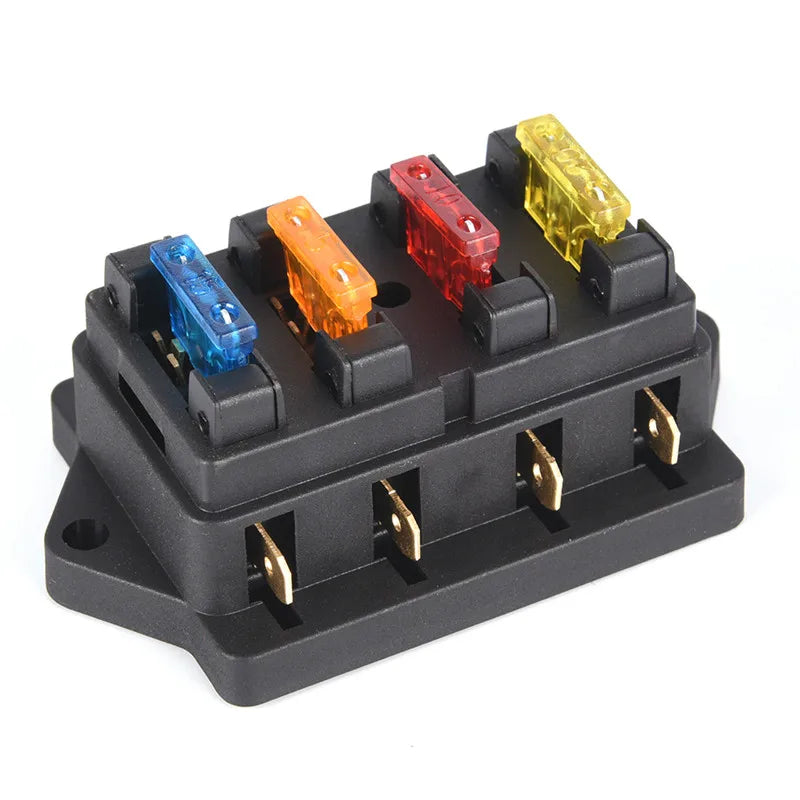 Car 4 Way Circuit Standard ATO Blade Fuse Box Block Holder 12V 24V+4