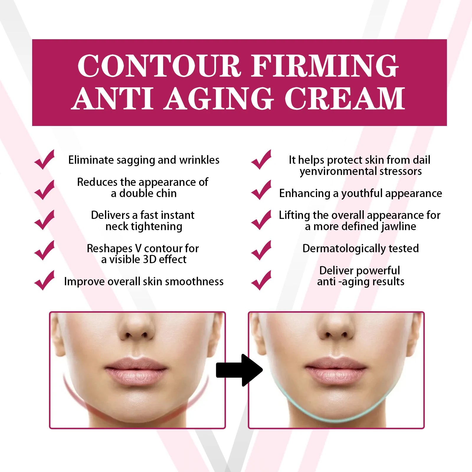 V-Shape Face Slimming Cream Remove Double Chin Firming Lifting Face Line Fat Burning Anti Aging Beauty Massage Care Products Zpaxo