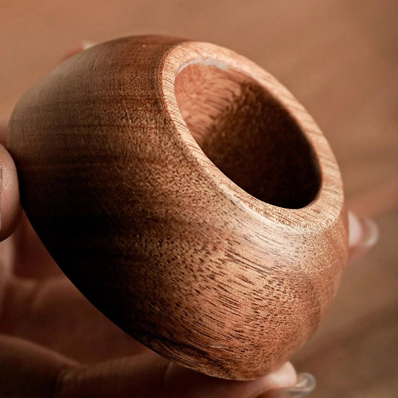Cone Mug Retro Ceramic Drinkware Tea Cup Wooden Handle Base Coffee