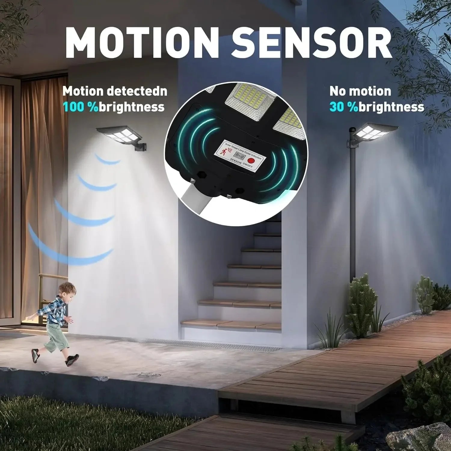 Outdoor Solar Street Lights with Motion Sensor Waterproof IP66 Dusk to Dawn LED Lights for Garden Yard Path Lighting Zpaxo
