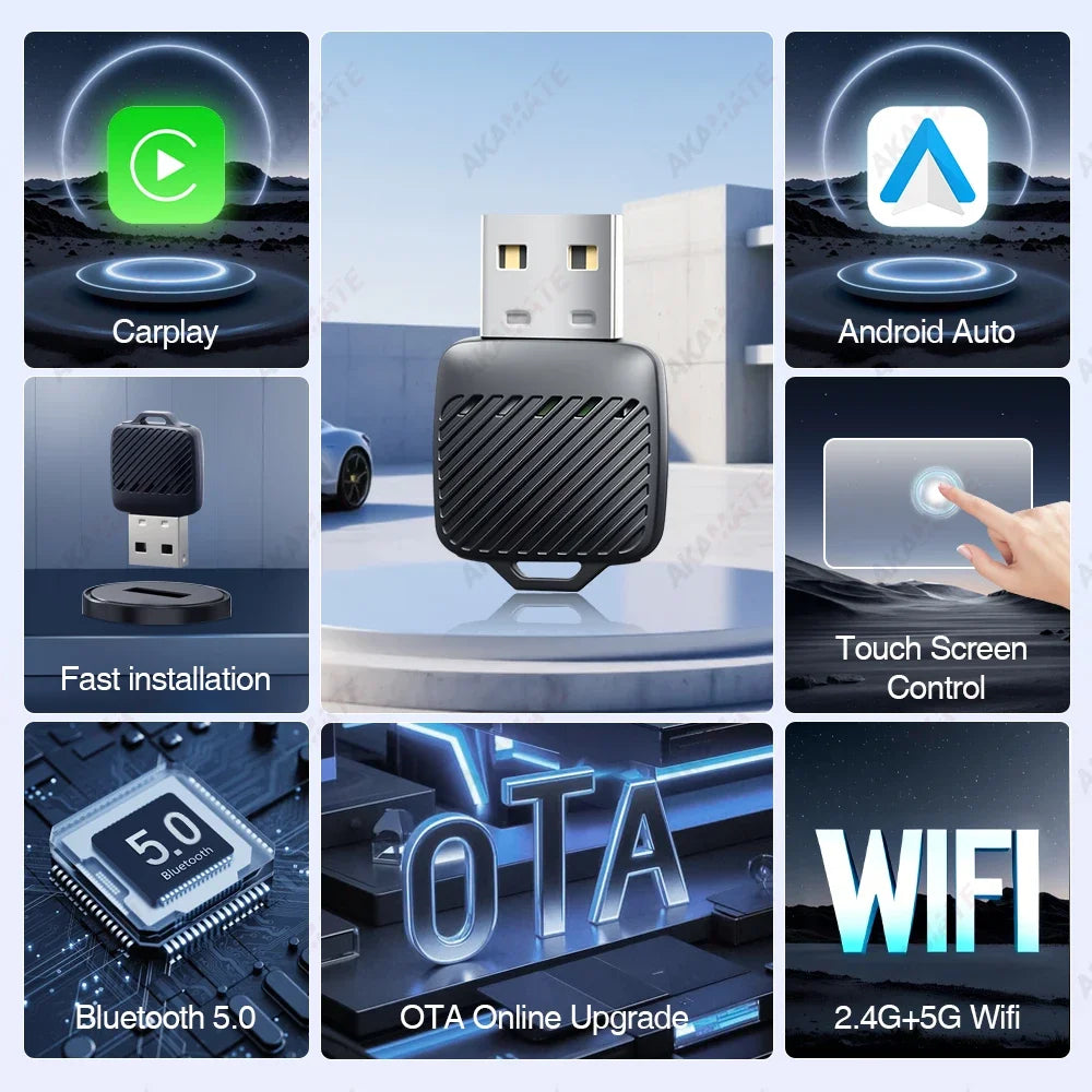 Wireless Carplay Android Auto 1 Adapter AI Smart Box Dongle Wired Car Zpaxo
