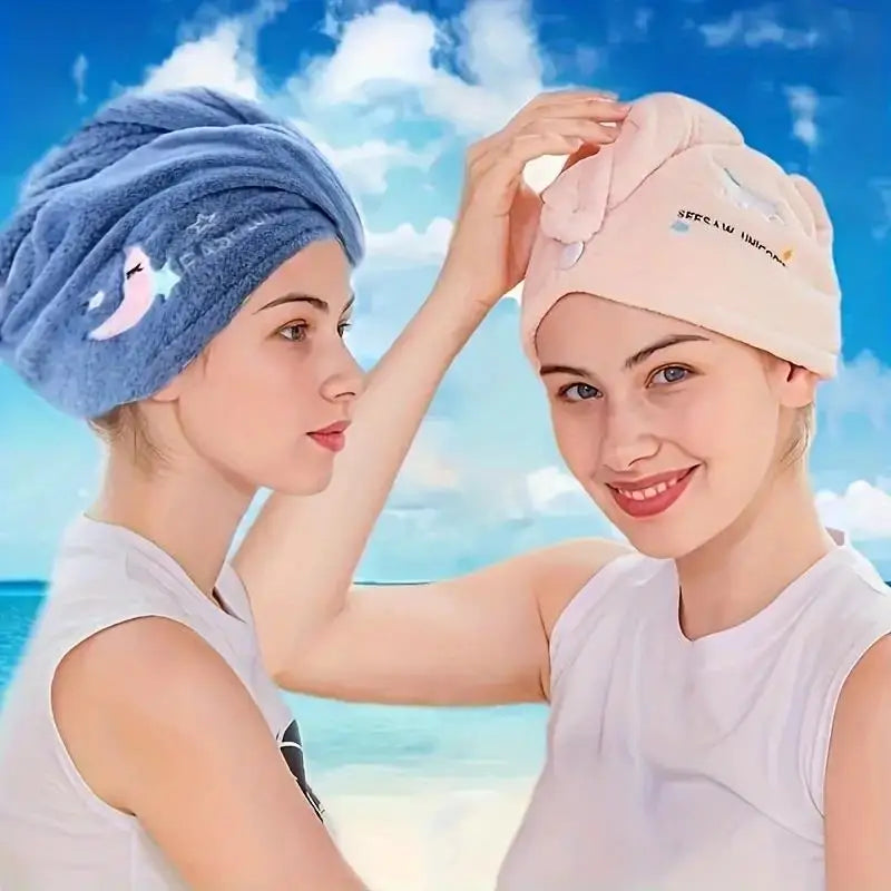 Quick-drying microfiber hair towel & shower cap headscarf, super absorbent unisex, soft polyester nylon. Zpaxo