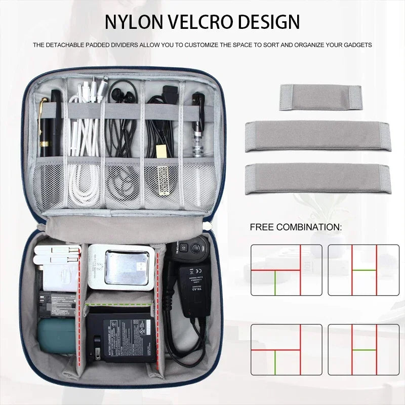 Portable USB Data Cable Charger Storage Bag Travel Organizer