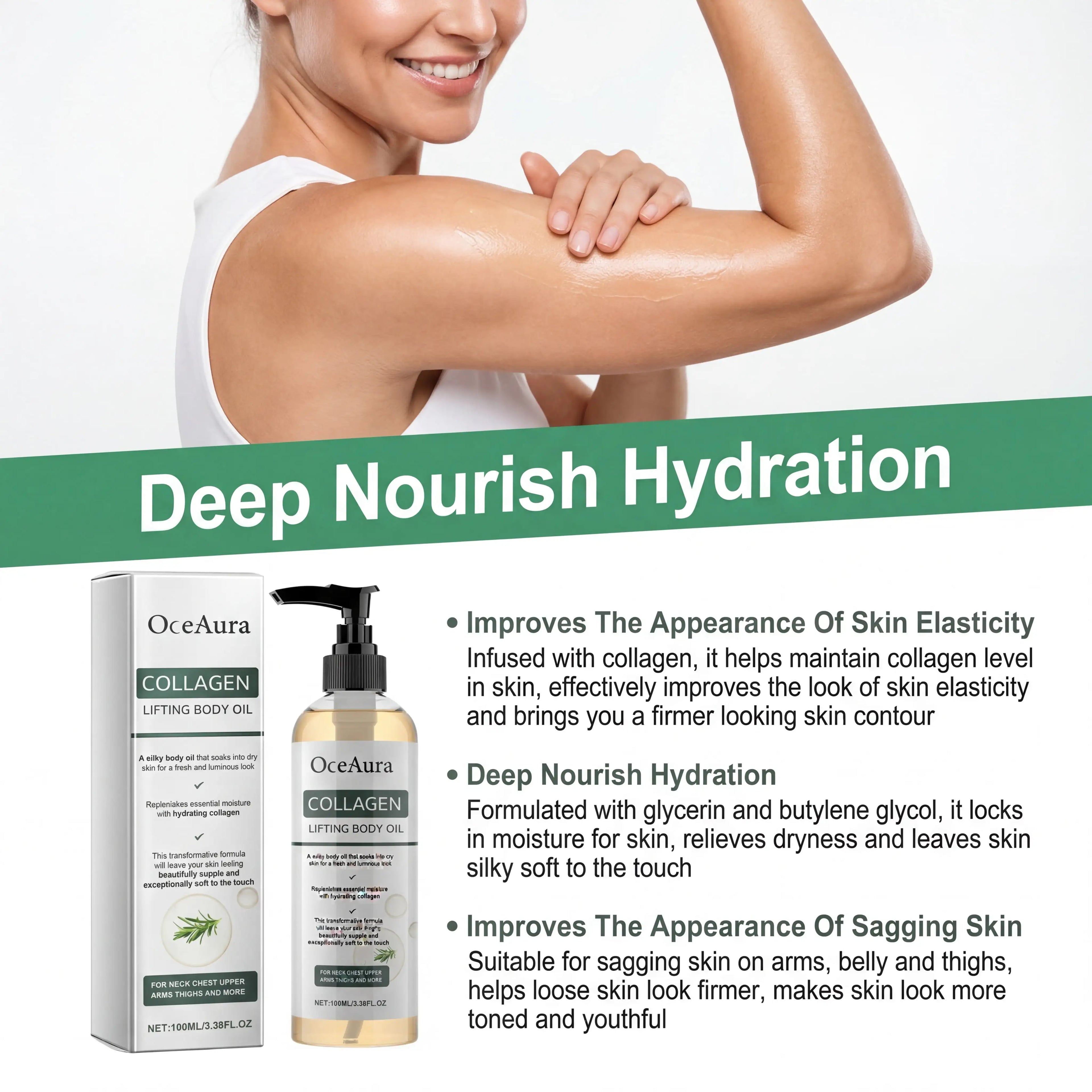 Collagen Body Oil Deep Hydration Lock Dry Skin Remedy Moisturizing Without Greasiness Gentle Nourishing Skin Care Firming Skin Zpaxo