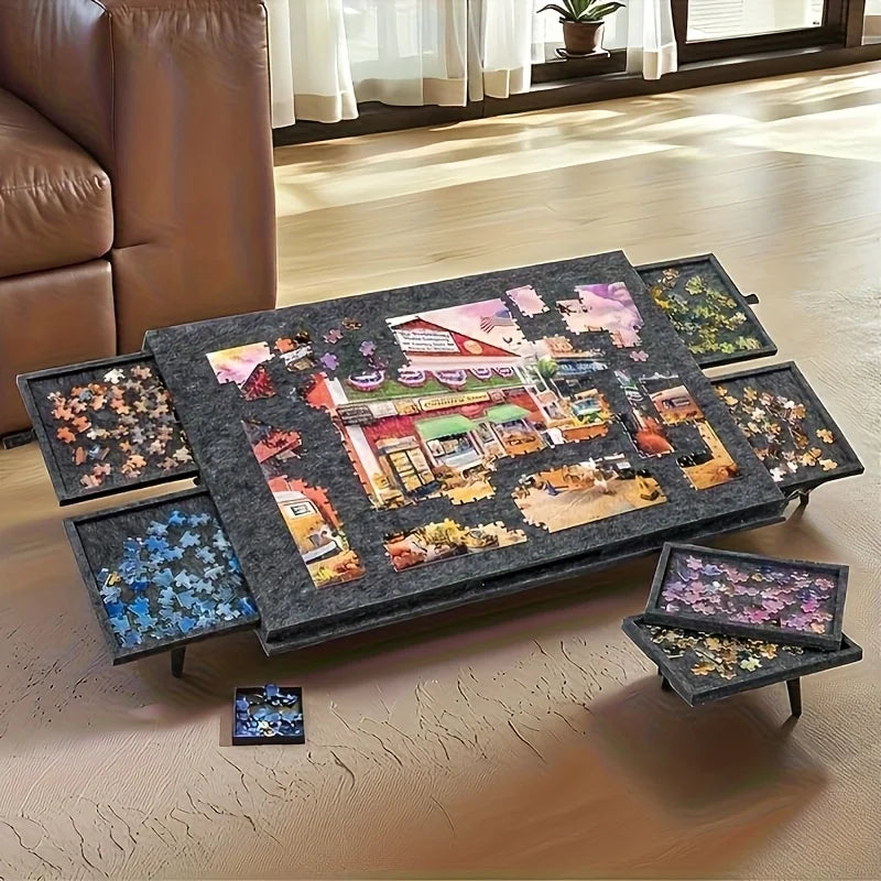 6-In-1 Portable Puzzle Table Stand Lid Six Drawers That Can Hold