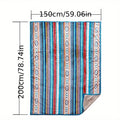 Nordic Stripe Fleece Blanket Double Layer Thick Warm Boho Sofa Bed Zpaxo Blue 150x200cm